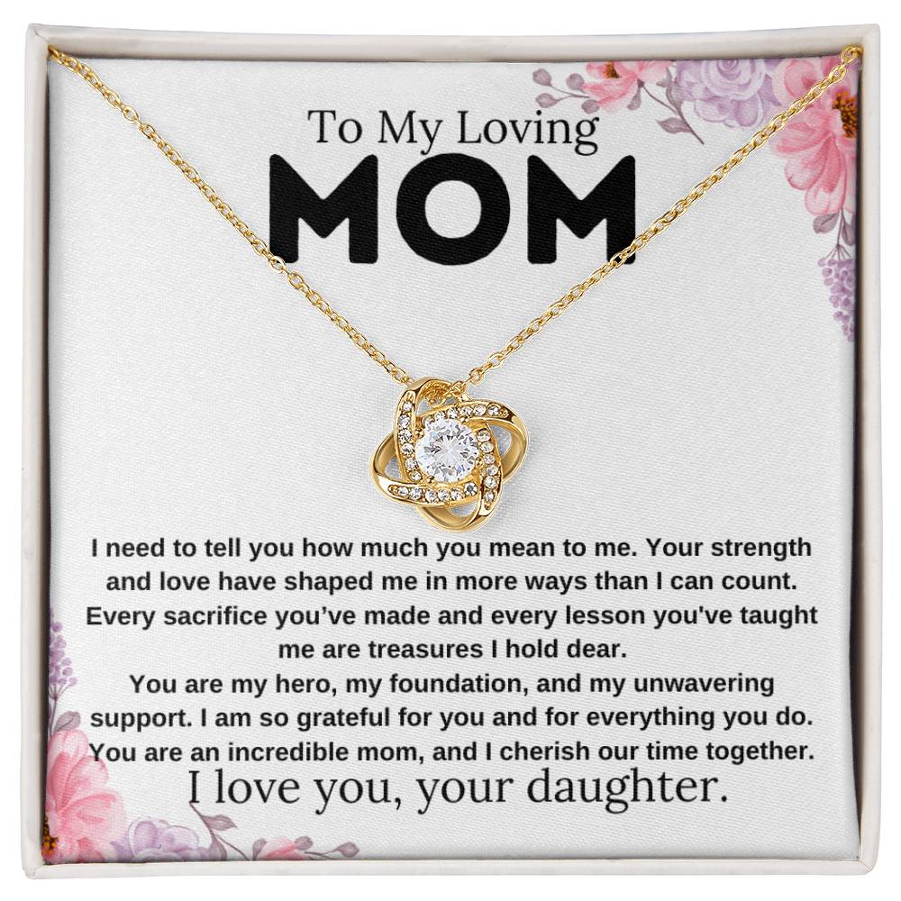 Mom Gift "You Are My Hero" Knot Necklace From Daughter