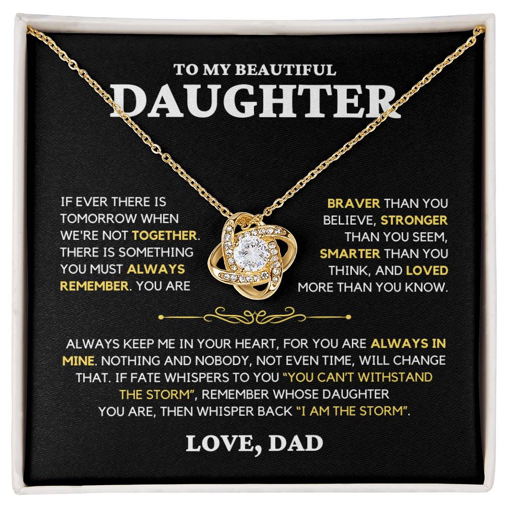 Daughter Gift "Always Remember" Love Knot Necklace From Dad