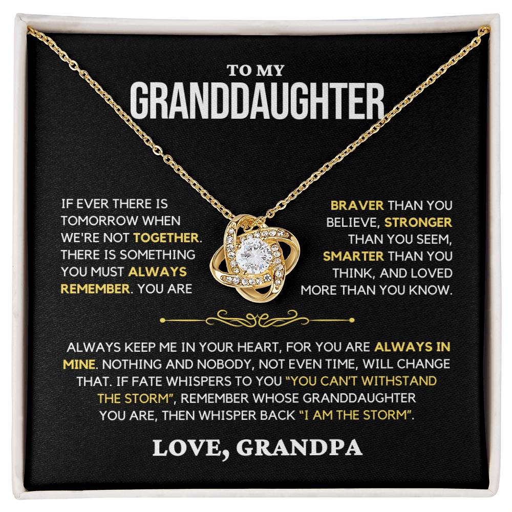 Granddaughter Gift "Always Remember" Love Knot Necklace From Grandpa