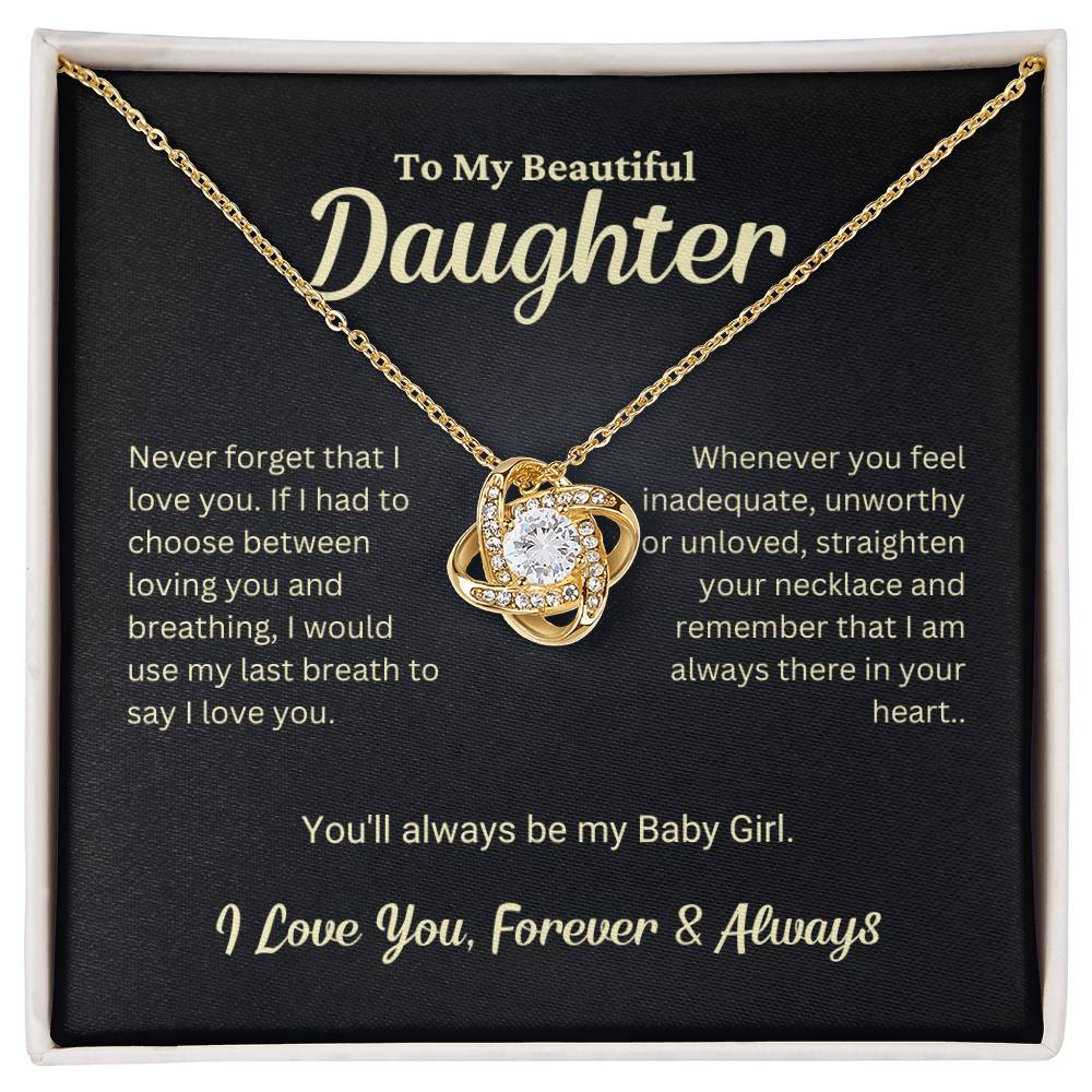 Daughter Gift "My Baby Girl" Love Knot Necklace