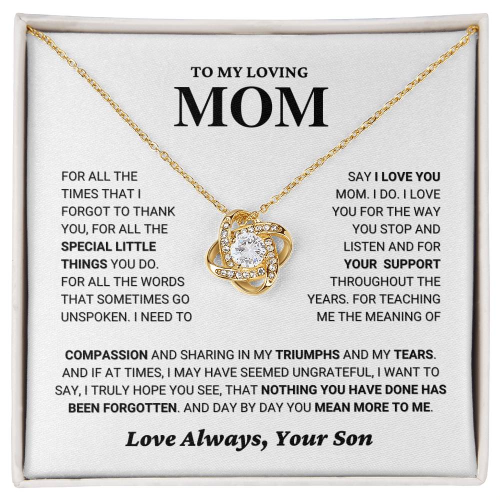 Mom Gift "You Mean More" Knot Necklace From Son