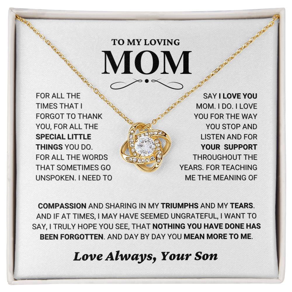 Mom Gift "You Mean More" Knot Necklace From Son