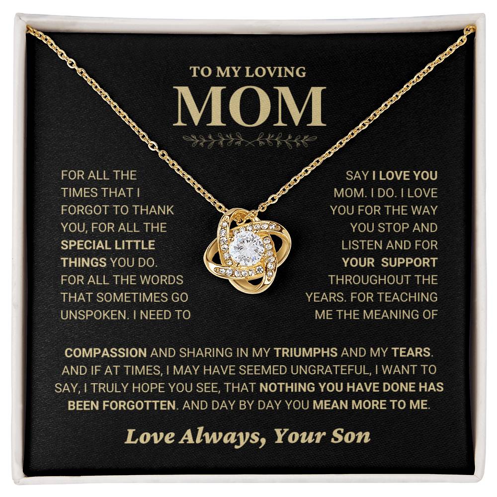 Mom Gift "You Mean More" Knot Necklace From Son