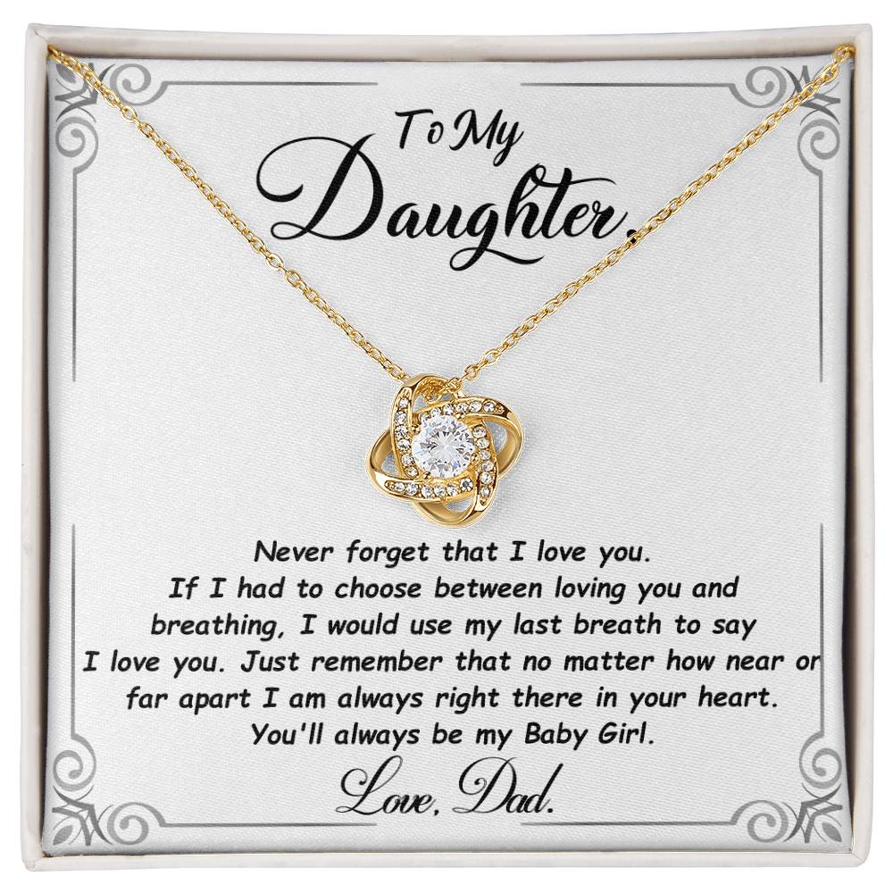 Daughter Gift "My Baby Girl" Love Knot Necklace From Dad