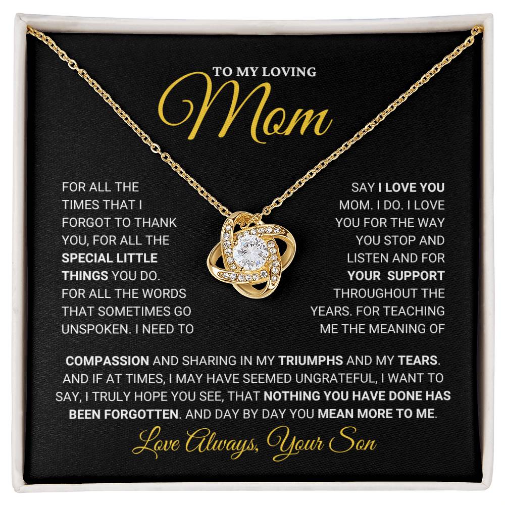 Mom Gift "You Mean More" Knot Necklace From Son