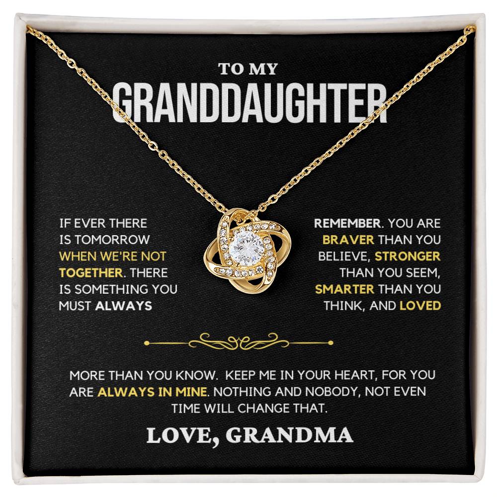 Granddaughter Gift "Always Remember" Love Knot Necklace From Grandma