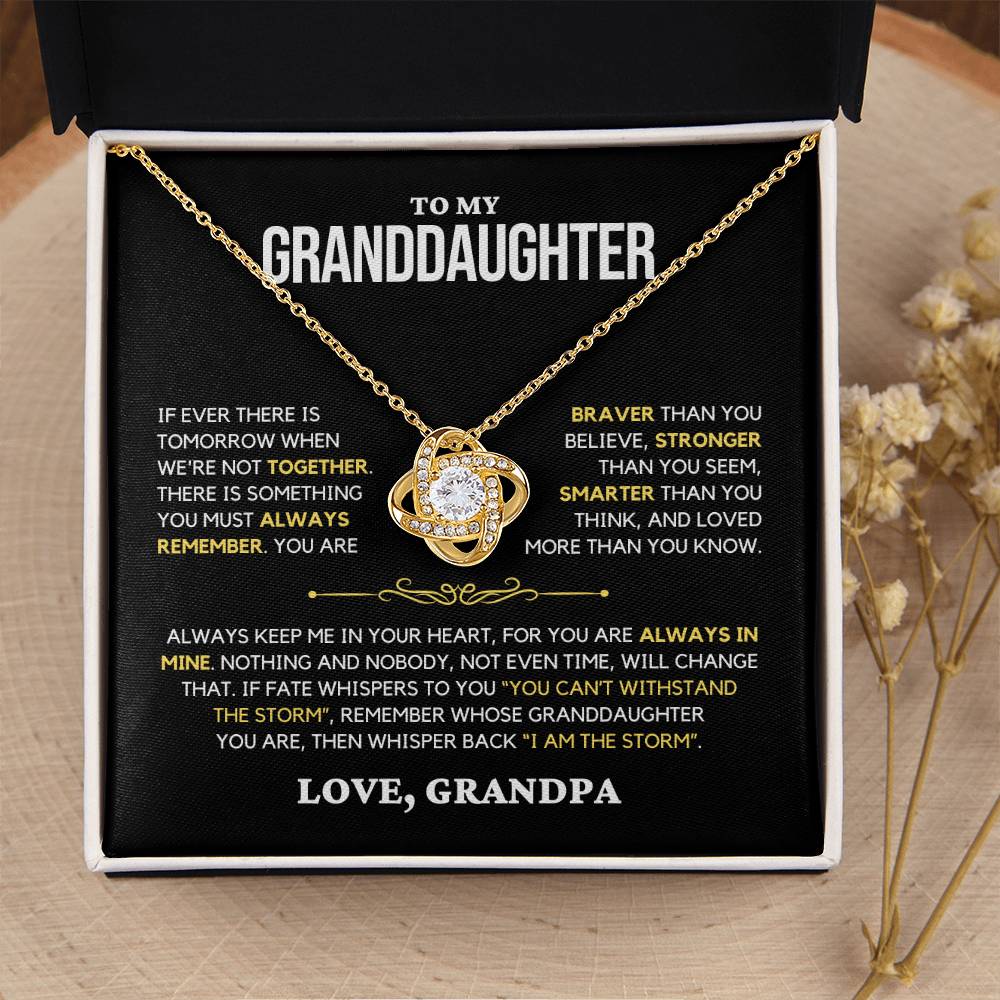 Granddaughter Gift "Always Remember" Love Knot Necklace From Grandpa