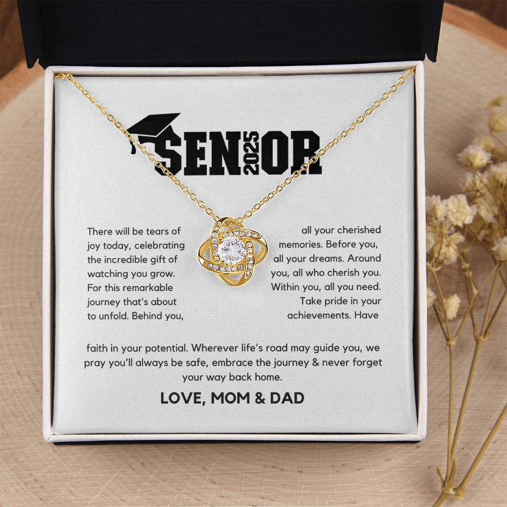 Senior Gift "Tears Of Joy" Love Knot Necklace From Mom And Dad
