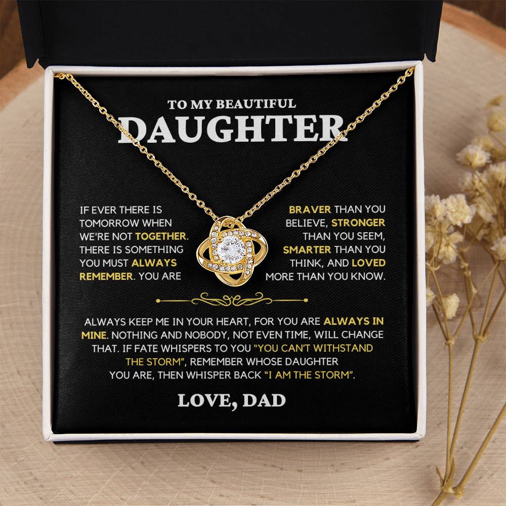 Daughter Gift "Always Remember" Love Knot Necklace From Dad