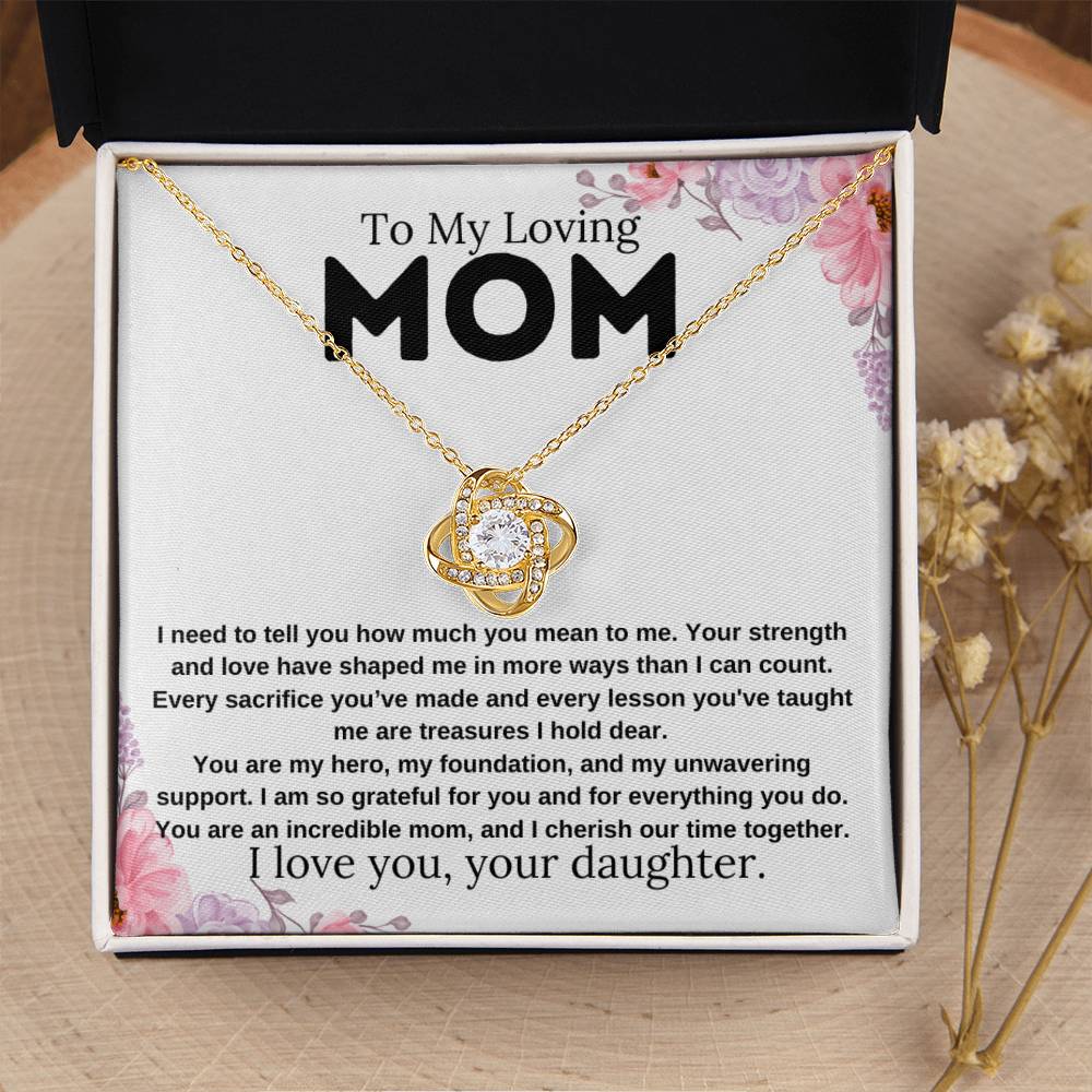 Mom Gift "You Are My Hero" Knot Necklace From Daughter