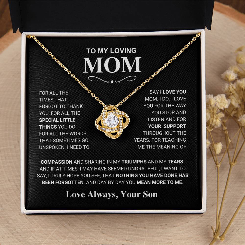 Mom Gift "You Mean More" Knot Necklace From Son