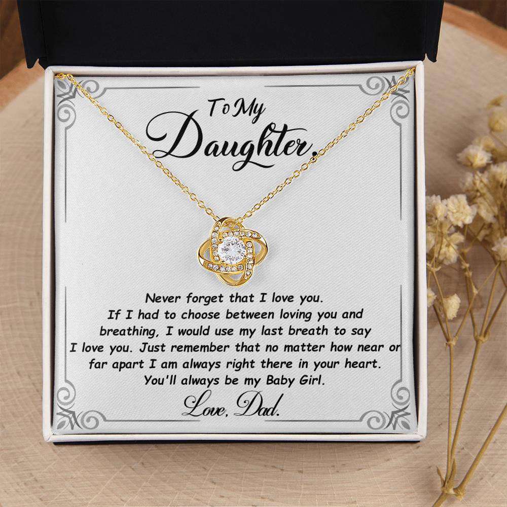 Daughter Gift "My Baby Girl" Love Knot Necklace From Dad