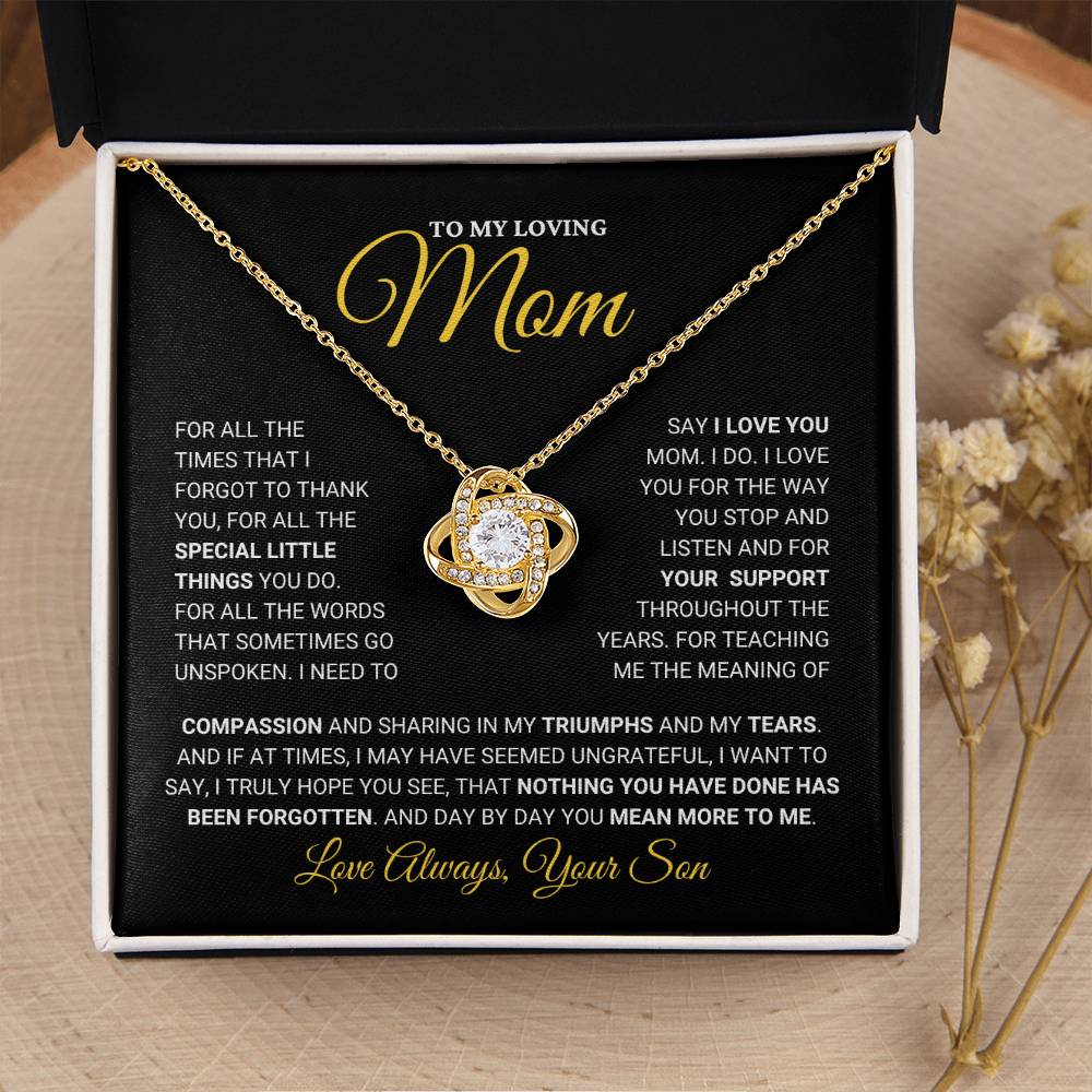 Mom Gift "You Mean More" Knot Necklace From Son