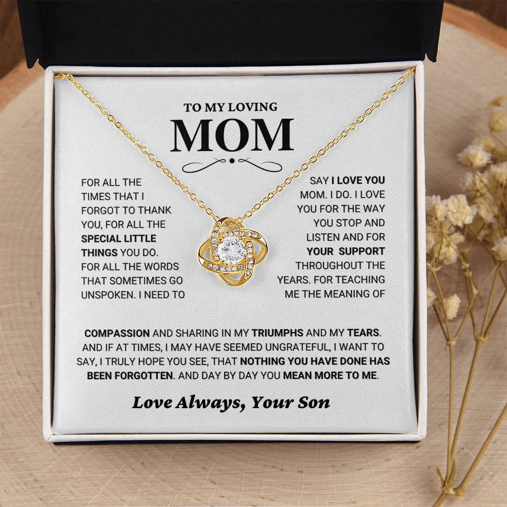 Mom Gift "You Mean More" Knot Necklace From Son