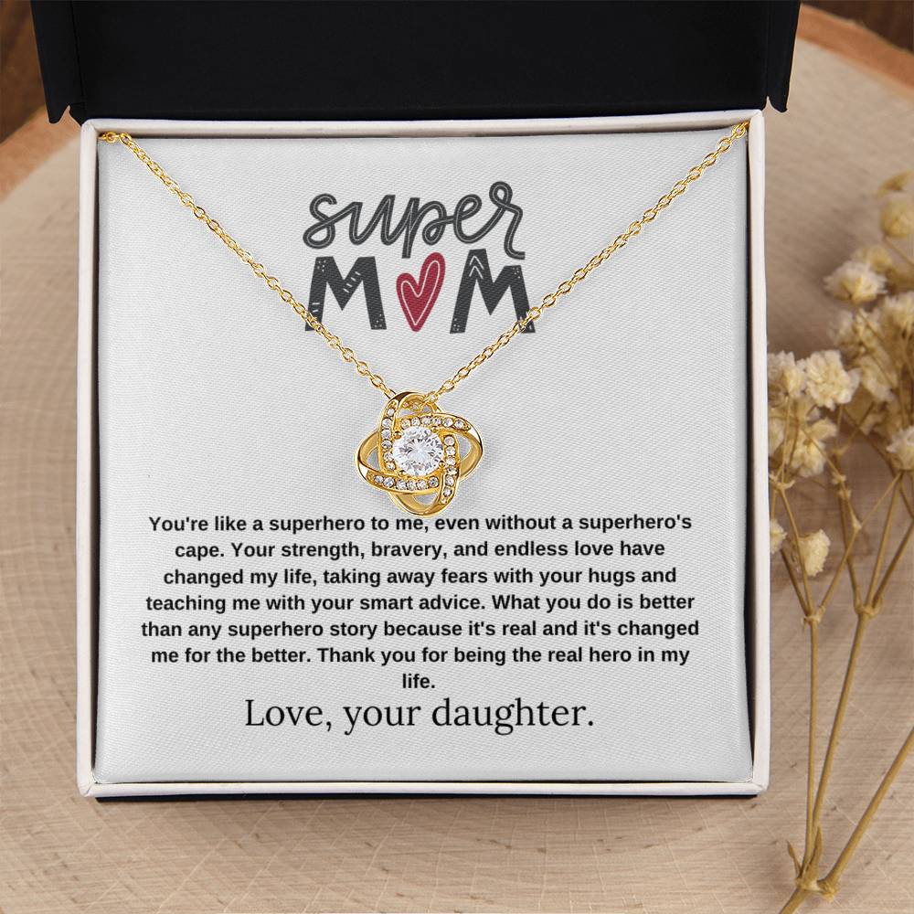 Mom Gift "Super Mom" Knot Necklace From Daughter