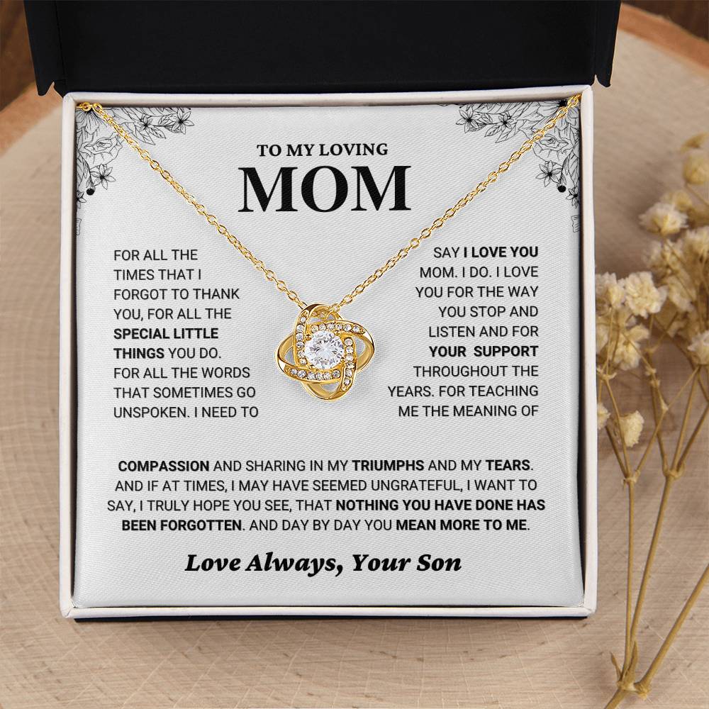 Mom Gift "You Mean More" Knot Necklace From Son