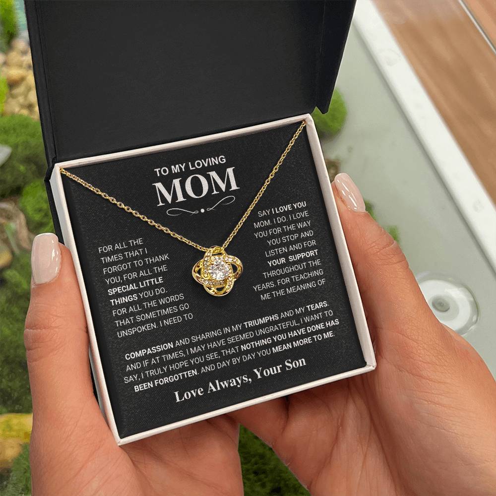 Mom Gift "You Mean More" Knot Necklace From Son