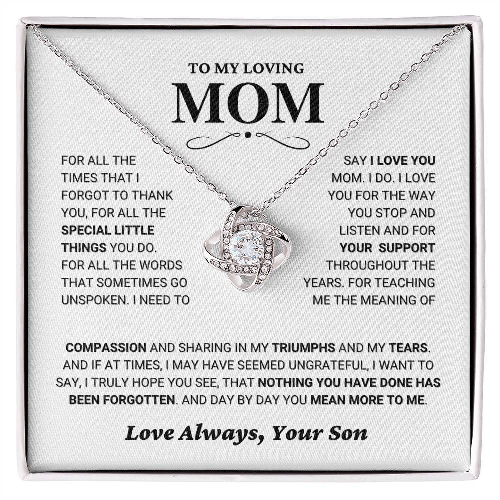 Mom Gift "You Mean More" Knot Necklace From Son