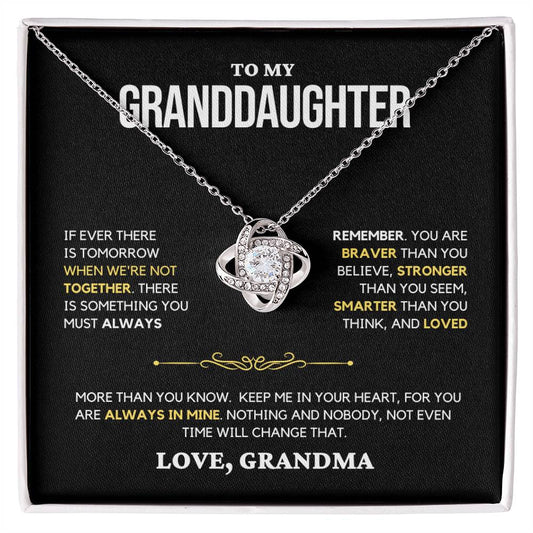 Granddaughter Gift "Always Remember" Love Knot Necklace From Grandma