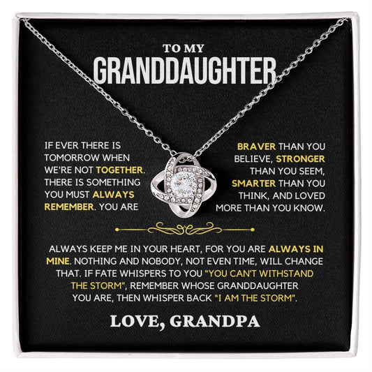 Granddaughter Gift "Always Remember" Love Knot Necklace From Grandpa