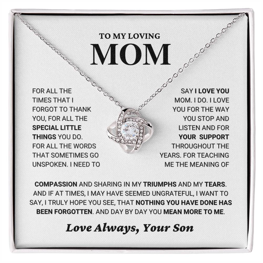 Mom Gift "You Mean More" Knot Necklace From Son