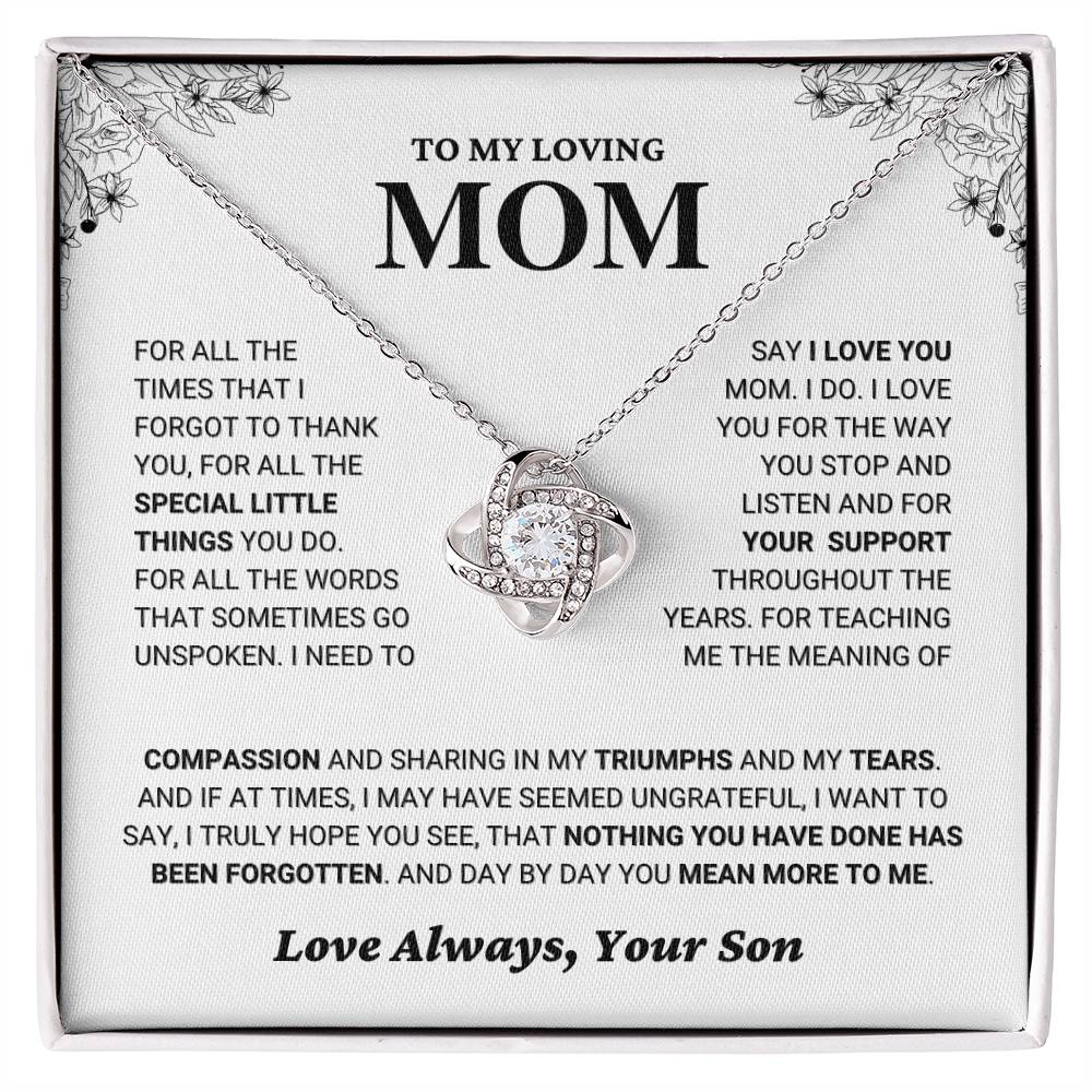 Mom Gift "You Mean More" Knot Necklace From Son