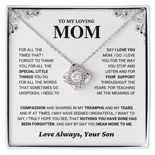 Mom Gift "You Mean More" Knot Necklace From Son