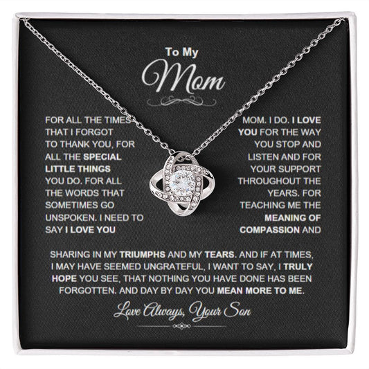 Mom "You Mean More" Love Knot Necklace