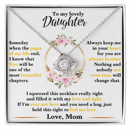 Daughter Gift "Most Beautiful Chapters" Love Knot Necklace From Mom