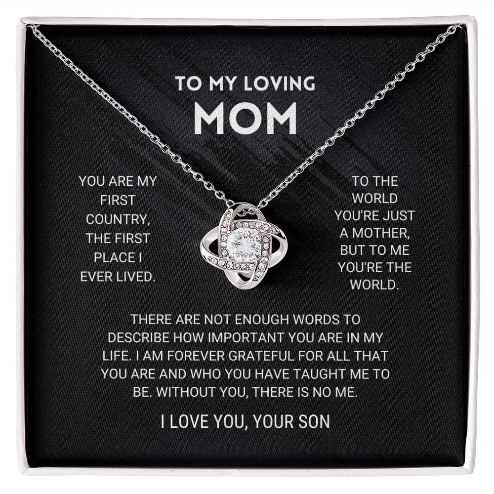 Mom - You're The World - Love Knot Necklace From Son