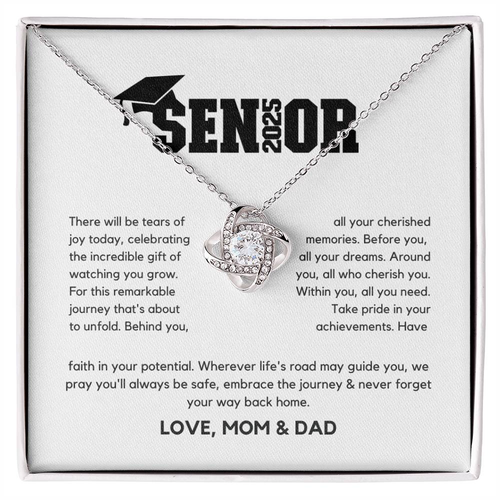 Senior Gift "Tears Of Joy" Love Knot Necklace From Mom And Dad