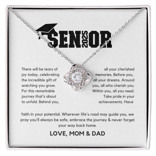 Senior Gift "Tears Of Joy" Love Knot Necklace From Mom And Dad