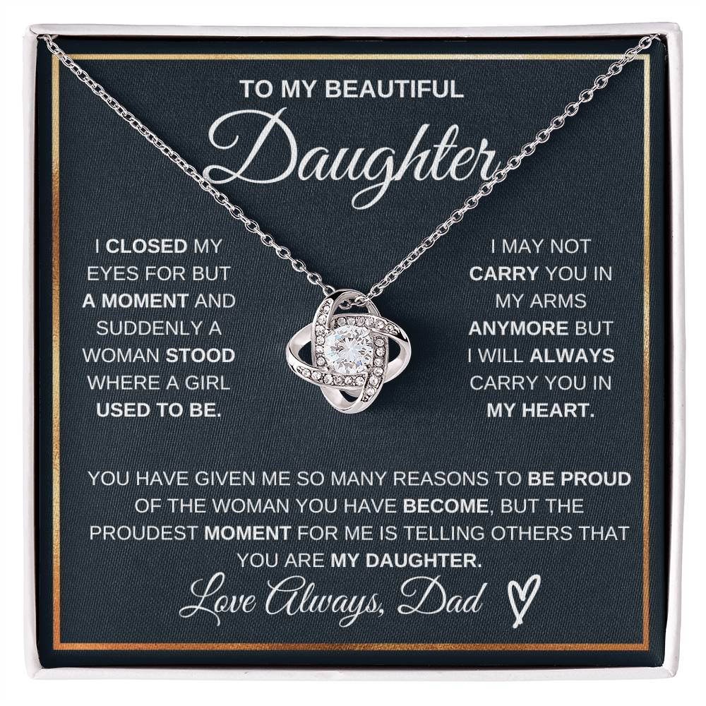 Daughter Gift "You Are My Daughter" Love Knot Necklace From Dad