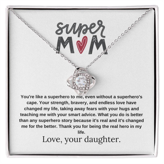 Mom Gift "Super Mom" Knot Necklace From Daughter