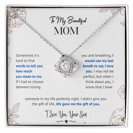 Mom "The Gift Of You" Love Knot Necklace From Son