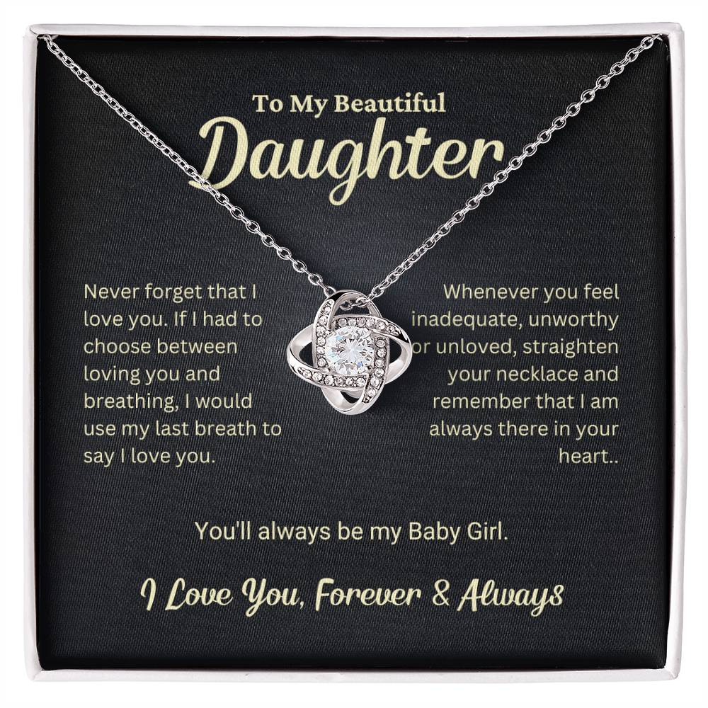 Daughter Gift "My Baby Girl" Love Knot Necklace