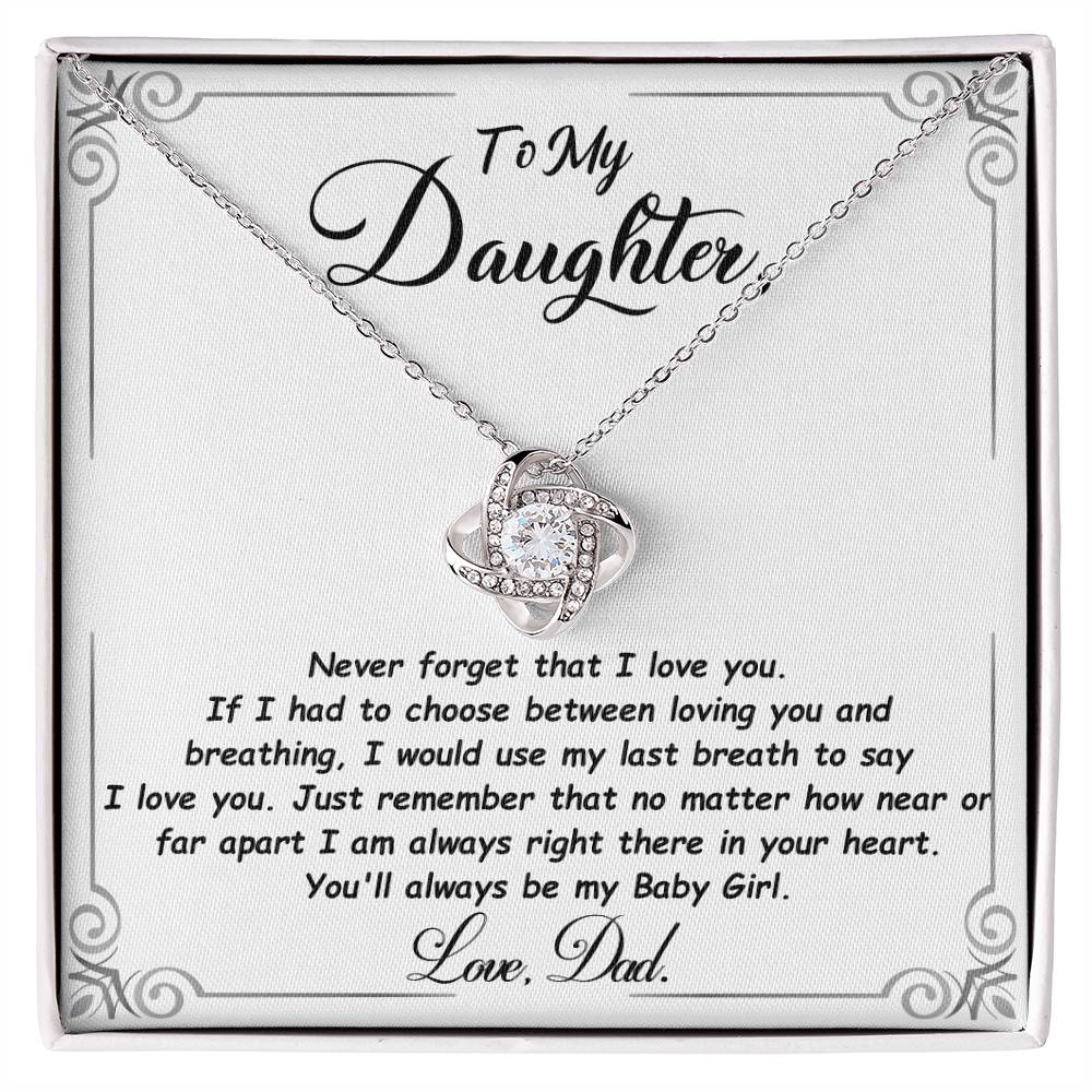 Daughter Gift "My Baby Girl" Love Knot Necklace From Dad