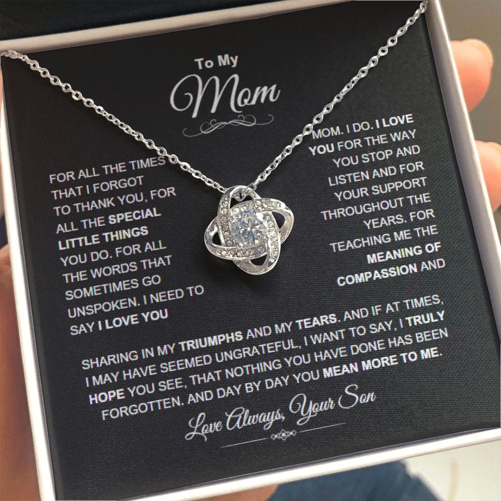 Mom "You Mean More" Love Knot Necklace