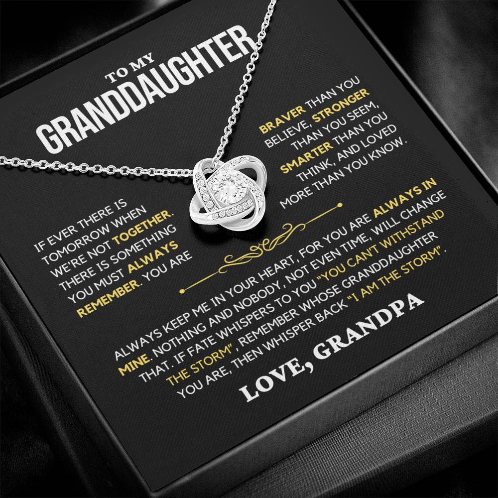 Granddaughter Gift "Always Remember" Love Knot Necklace From Grandpa