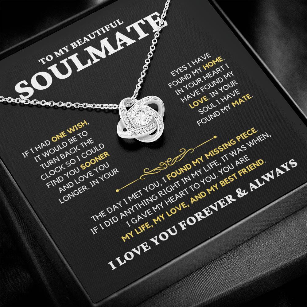 Soulmate Gift "My Missing Piece" Love Knot Necklace