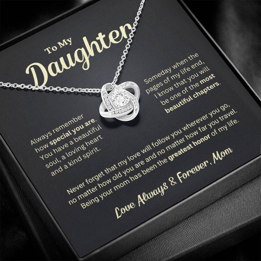 Daughter Gift "The Greatest Honor" Love Knot Necklace From Mom