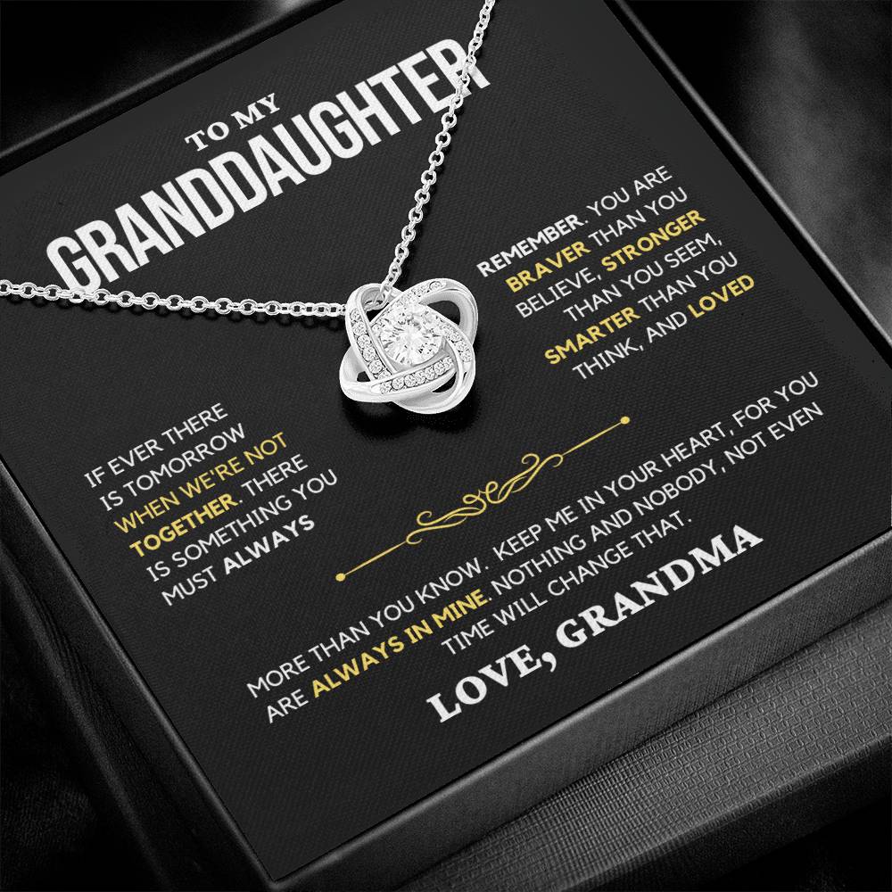 Granddaughter Gift "Always Remember" Love Knot Necklace From Grandma