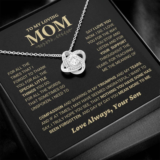 Mom Gift "You Mean More" Knot Necklace From Son