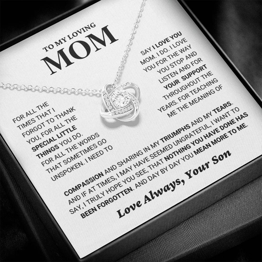 Mom Gift "You Mean More" Knot Necklace From Son