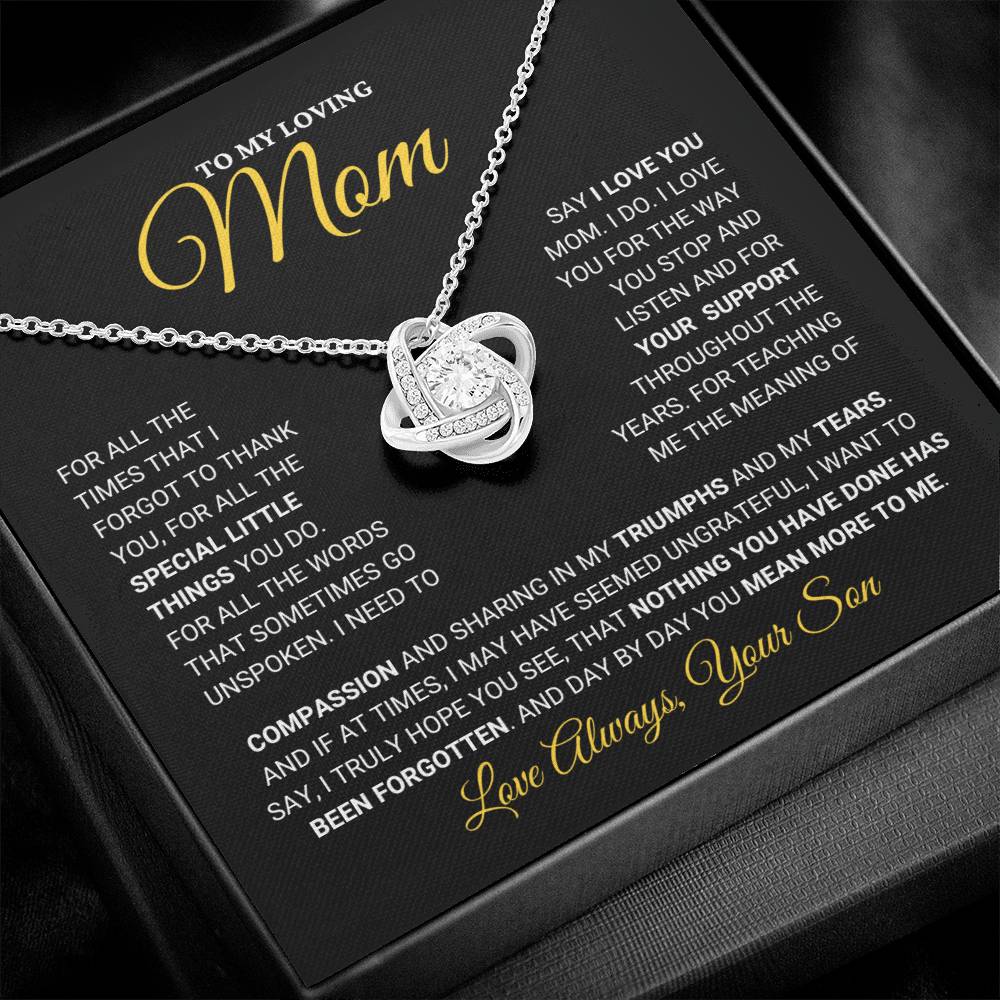 Mom Gift "You Mean More" Knot Necklace From Son