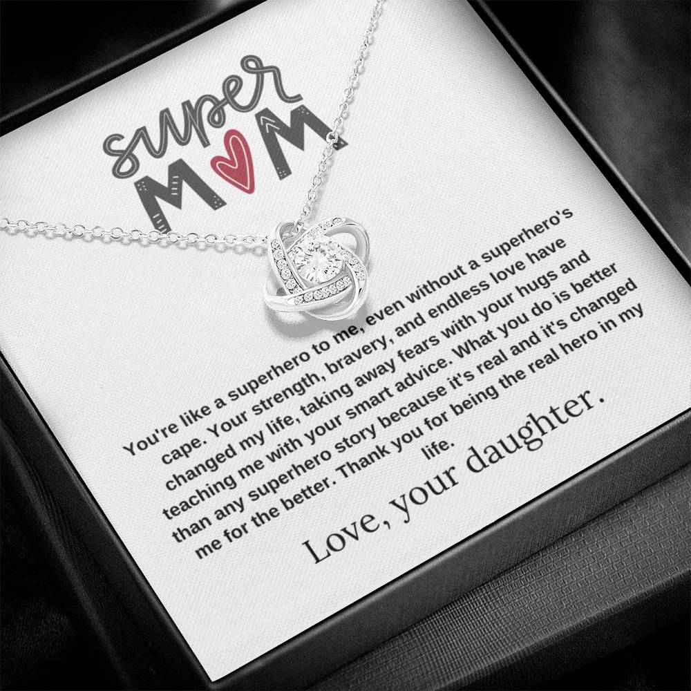 Mom Gift "Super Mom" Knot Necklace From Daughter