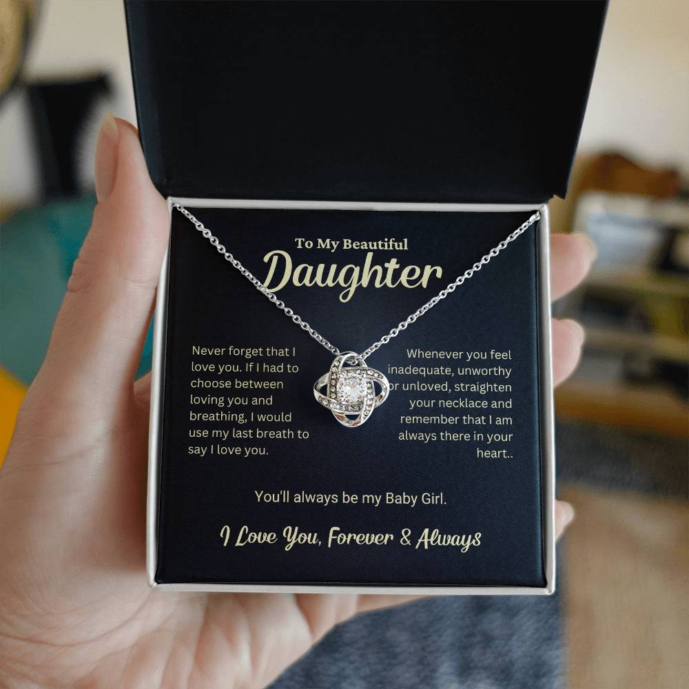 Daughter Gift "My Baby Girl" Love Knot Necklace