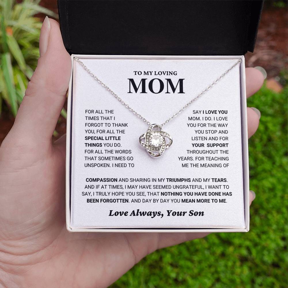 Mom Gift "You Mean More" Knot Necklace From Son