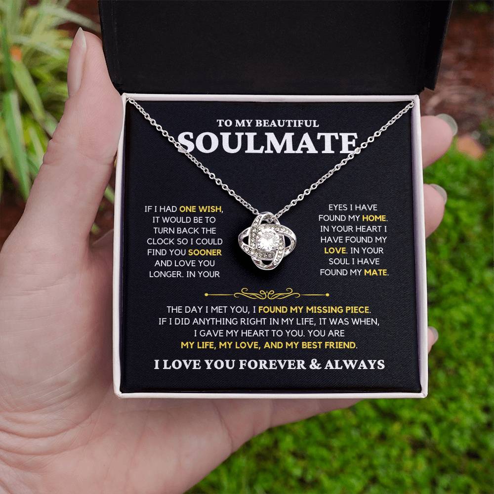 Soulmate Gift "My Missing Piece" Love Knot Necklace