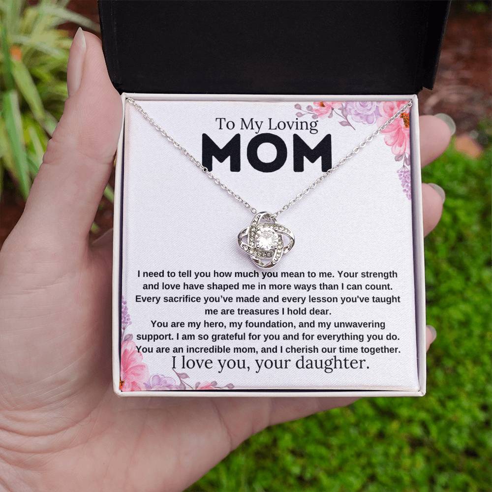 Mom Gift "You Are My Hero" Knot Necklace From Daughter